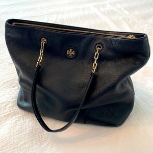 Great black leather Tory Burch tote